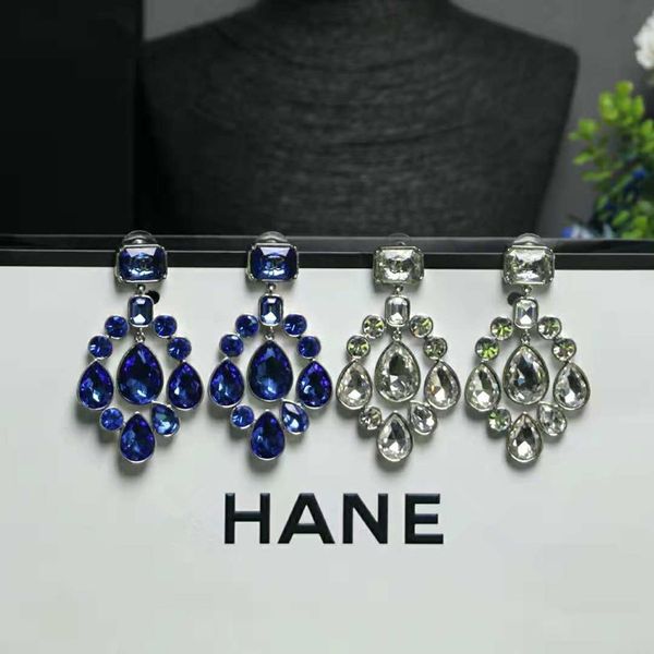 

Europe and America Luxury Women Party Wedding Earrings White Gold Plated Sparky Blue White CZ Earrings for Girls Women Nice Gift