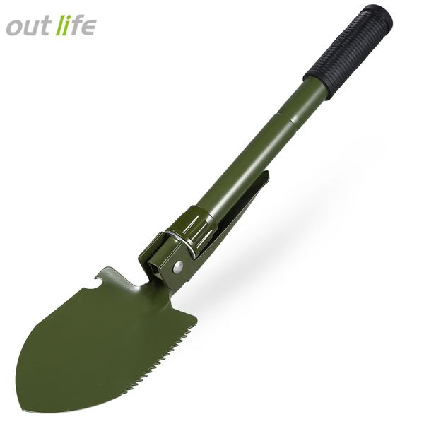 

outlife multifunctional military folding sappers shovel survival spade emergency garden camping outdoor tool come with a compass