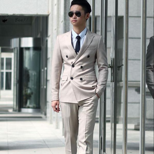 

man's slim bussiness suits double-breasted bridegroom suits wedding party formal dress mens suit (jacket+pants+ tie, White;black
