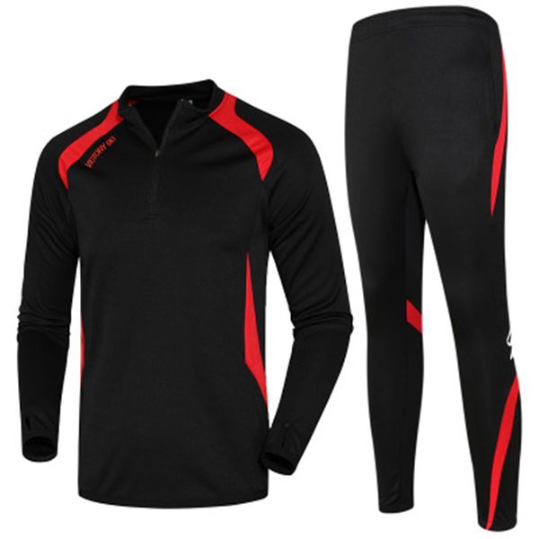 

2018 men trainning sets profession breathable soft football jerseys quick drying exercise sets long jacket suit kits sportswear, White;black