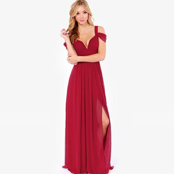 

long bridesmaid dresses v neck lace up back split a line floor length formal maid of honor beach wedding party dresses, White;pink