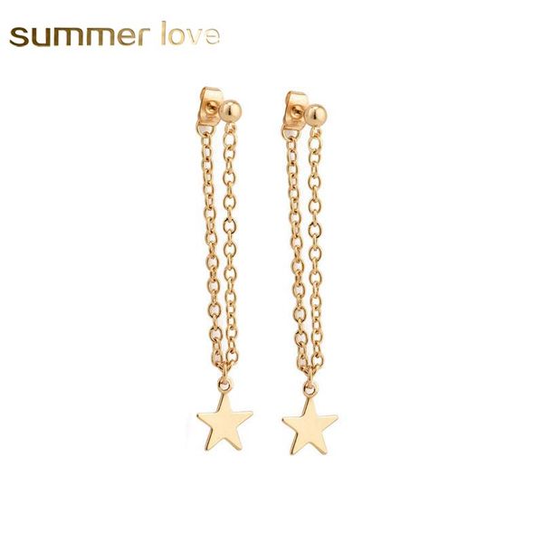 

new fashion small star pendant tassel earring for women wedding gift jewelry long statement gold color dangle earring, Silver