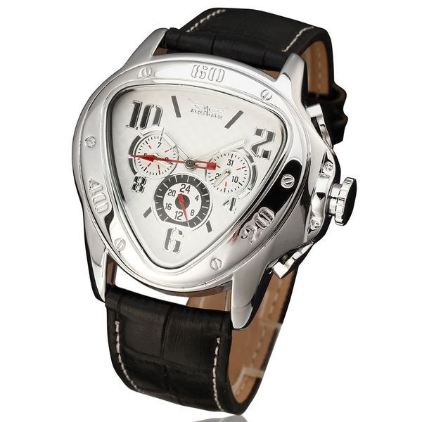 

jargar europe america fashion leisure heart-shaped triangle three eyes simple luxury dress triangle automatic mechanical watch, Slivery;brown