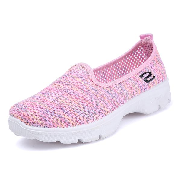 

comfortable women's walking shoes mesh breathable woman sneakers ladies easy slip on shoes 2018 summer new style flywire shoe