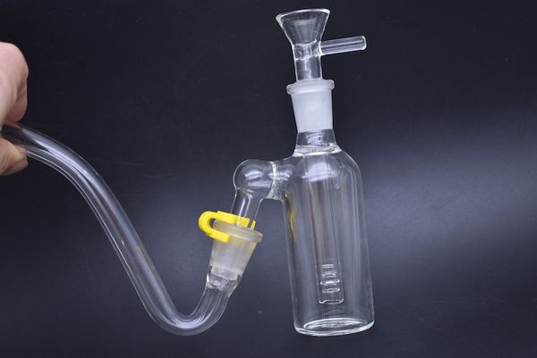 De alta qualidade Coletores De Cinza De Vidro 14mm 45 Graus Com 14mm De Vidro Tigelas 14mm Ashcatcher Coador De Pneu J-Hook Adaptadores De Vidro Bongos Plataformas De Petróleo