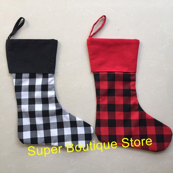 

2018 selling buffalo plaid christmas stocking monogram personalize 2 colors good quality x-mas stocking socks kids candy bags