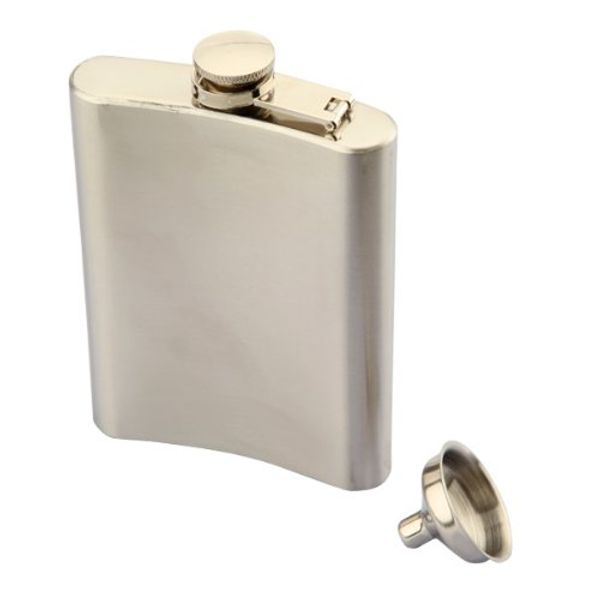 

stainless steel whisky liquor alcohol pocket hip flask +funnel(with plastic lid