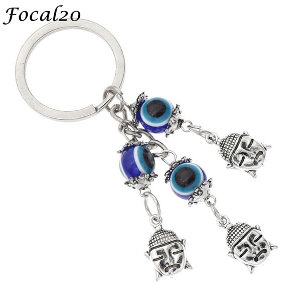 

focal20 trendy alloy evil eyes keychain animal tree shape silver color keyring backpack pendant accessories for men women