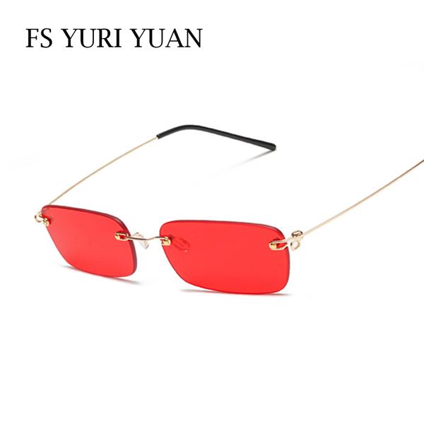 

fs yuri yuan brand designer fashion women sunglasses small size rimless sun glasses men cool eyewear uv400 33709, White;black