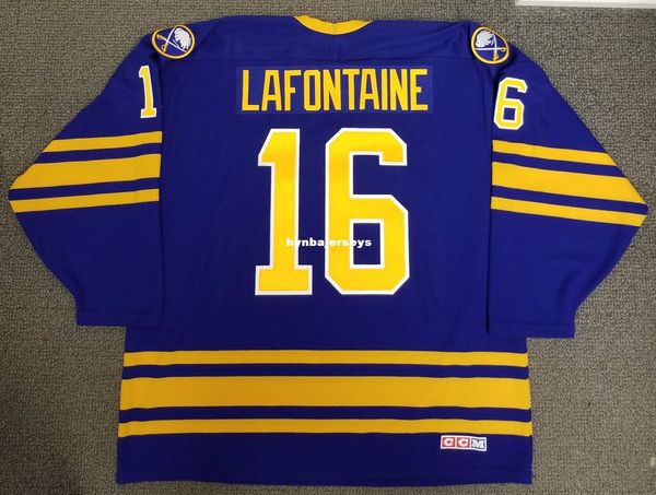 

custom pat lafontaine vintage buffalo sabres ccm hockey jersey blue mens retro jerseys, Black;red