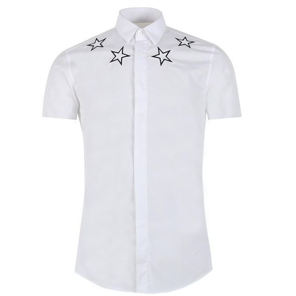 

2018 quality casual pentagra slim fit shirt embroidery shirt camisa short homme chemise masculina men sleeve high 3xl onosq