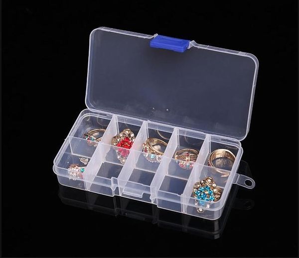 

10 grid slots clear plastic storage box adjustable jewelry storage boxes organizer new fashion ing