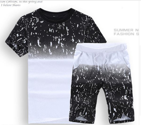 

O-Neck Tracksuit Men Shorts Summer Brand T Shirt Men Printed Sporting Suit Set Fashion Suit Sportswear Male Famous Brand Men Tops