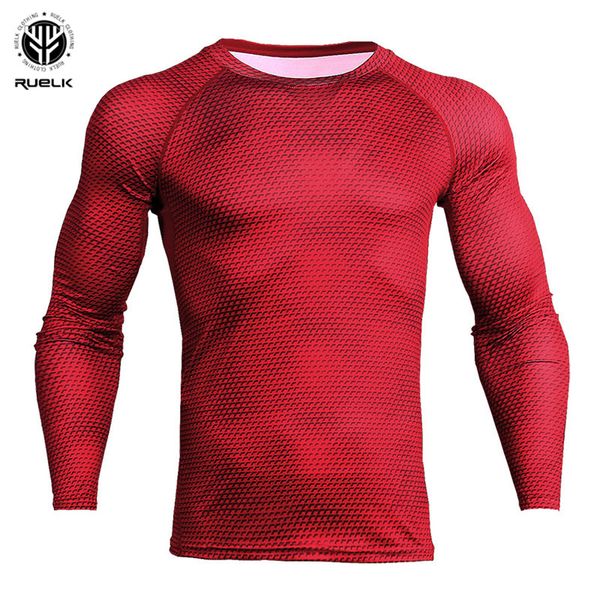 

ruelk 2018 men's fitness long sleeve perspiration and quick-drying clothing men's quick-drying clothes moisture wicking, Black;brown