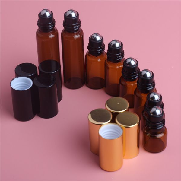 

1ml 2ml 3ml 5ml 10ml amber roll on roller bottle for essential oils refillable perfume bottle deodorant containers