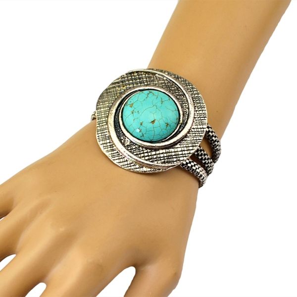 

2018 new arrived charms vintage tibetan silver bracelet gypsy style big snake chain bracelets fashion jewelry women acccessory, Black