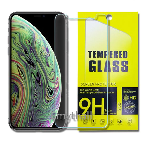 

For Iphone XR XS MAX X 8 7 Tempered Glass Screen Protector Galaxy J3 J4 J6 J7 prime LG M320 Q8 2018 Q7 Plus 0.26mm 2.5D 9H Paper Package