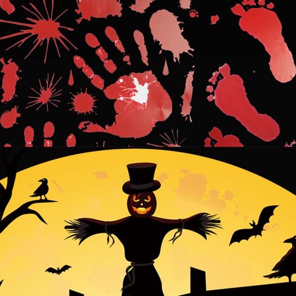 

halloween stickers horrible bloody zombie hand foot sticker scaryt theme full of blood handprint for home car window stickers 60pcs t1i883