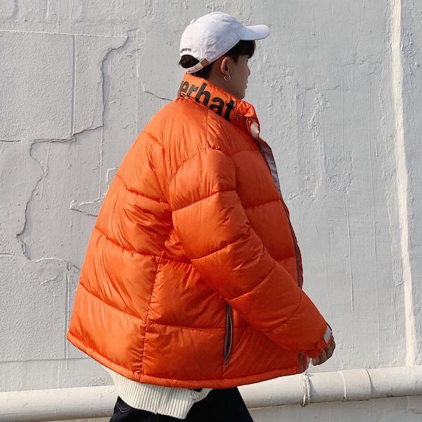 

2018 winter new pin pillow collar paste couples cotton clothes fashion men's and women's cotton men coats bubble coat parkas, Black