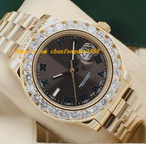 

luxury watches brand new mens 41mm 116333 ii bigger diamond watch automatic fashion brand men's watch wristwatch, Slivery;brown