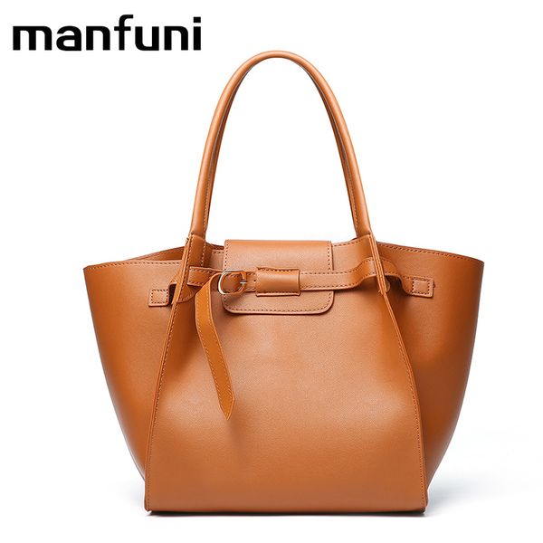 

manfuni 2018 leather handbags big women shoulder bags female bags casual tote messenger ladies large bolso