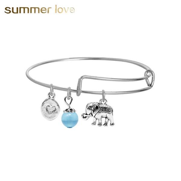 

мода серебряный слон собака проволока браслет с любовью и кристалл шарик браслет для женщин расширяемые животных подвески diy ювелирных изде, Black