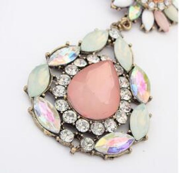 

new europe and the united states fashion style simple stone pendant earrings bohemian large drop high-quality earrings fashion popular, Silver