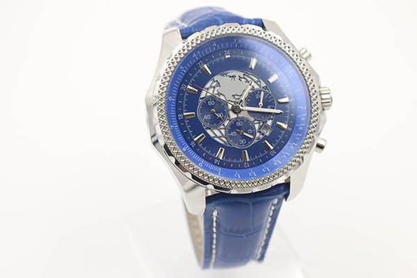 

special edition brand quartz -watch for men blue dial silver case blue leather belt silver skeleton watch hkpost, Slivery;brown
