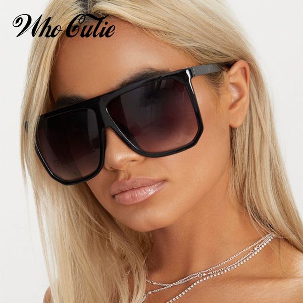

who cutie 2018 oversized pilot sunglasses women brand design tortoiseshell frame flat fashion thin sun glasses shades om753, White;black