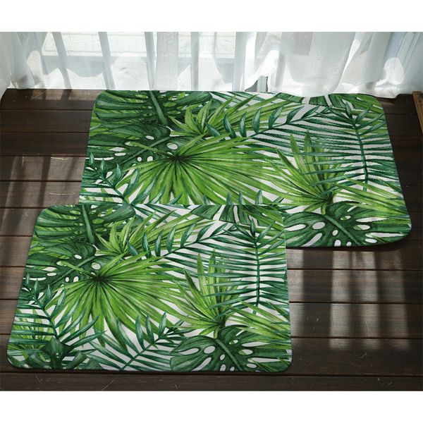 Miracille Entrance Home Doormats Tropical Plants Printed Coral Velvet Bathroom Anti Slip Carpet Outdoor Kitchen Floor Mats Rug Spotlight Outdoor