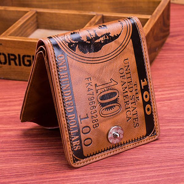 

2018 new male wallets casual purse 100 dollar pattern men wallet money clip boys money bag clutch, Red;black