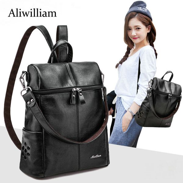 

aliwilliam women leather backpack stylish fashion backpack girls school backbag feminina