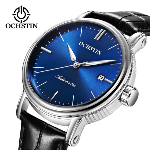 

ochstin luxury brand fashion casual leather wristwatch mechanical sport watch men clock man relogio masculino, Slivery;brown