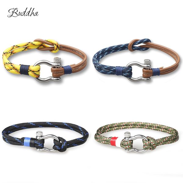 

new arrival fashion jewelry navy style sport camping parachute cord men with stainless steel shackle buckle, Golden;silver