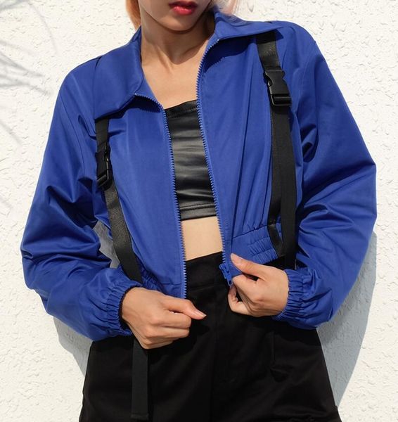 

2018 new autumn zipper solid color short section jacket female, Black;brown