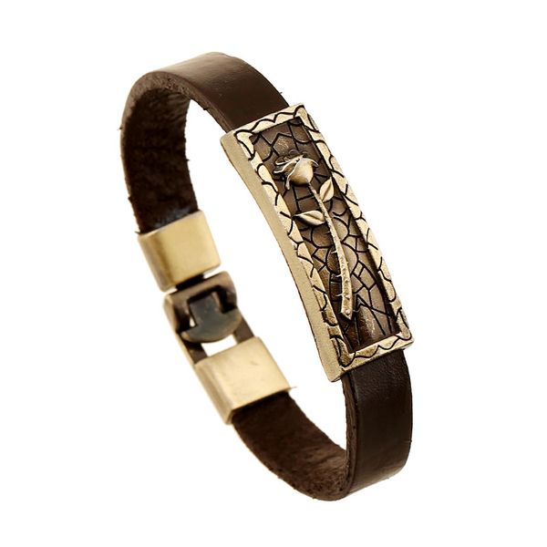 

gtd046 europe and america bracelet gift christmas presents birthday gift boy fashion alloy trend retro weave hip-hop rose cortex, Golden;silver