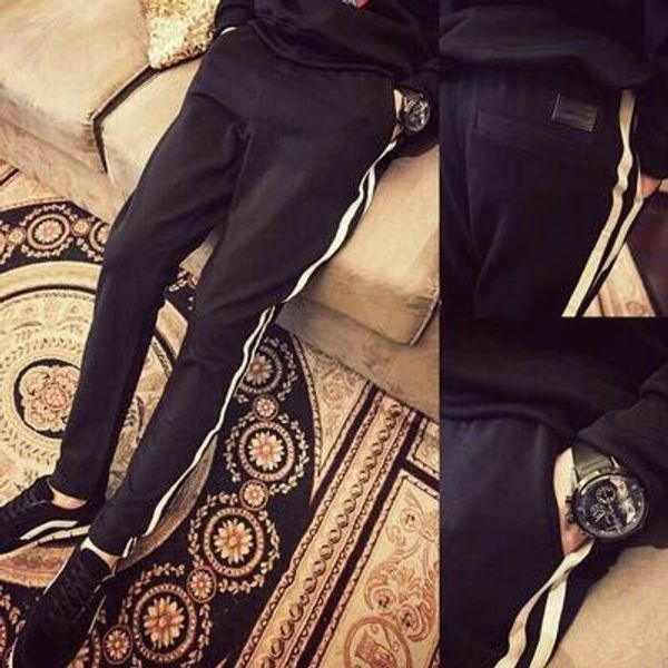 

горячая 2018 лето печатных бегунов случайные хип-хоп эластичный гарем луч ноги улица подростки молодой мальчик брюки мужчины, Black