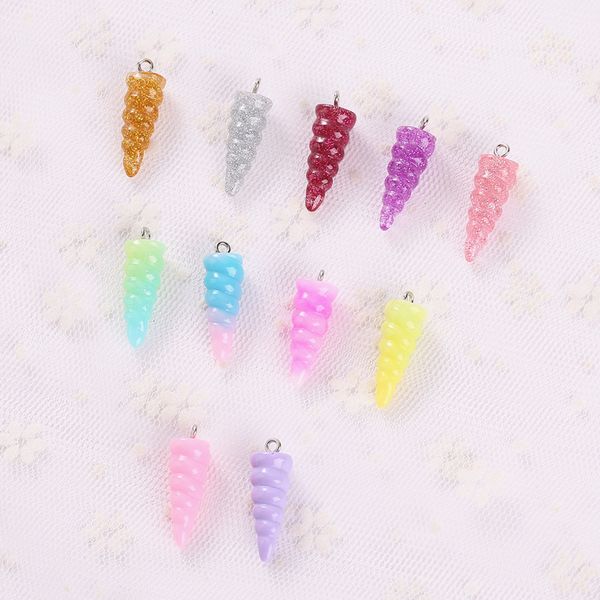 

whole sale20pcs 9*25mm glitter unicorn horn charms unicorn jewelry necklace pendant keychain charms for diy decoration, Bronze;silver