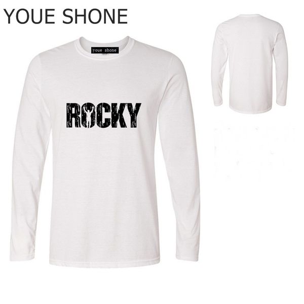 

humor sayings rocky balboa artwork mens long sleeve tshirt man plus size tee t-shirt autumn jogger fitness basic t shirts pullover, White;black
