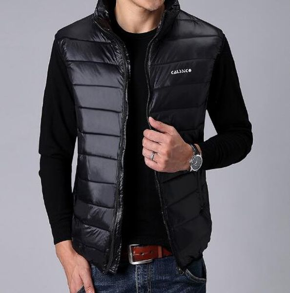 

autumn winter clothing new lightweight men's stand collar slim down jacket vest jacket vest coat, Black;white