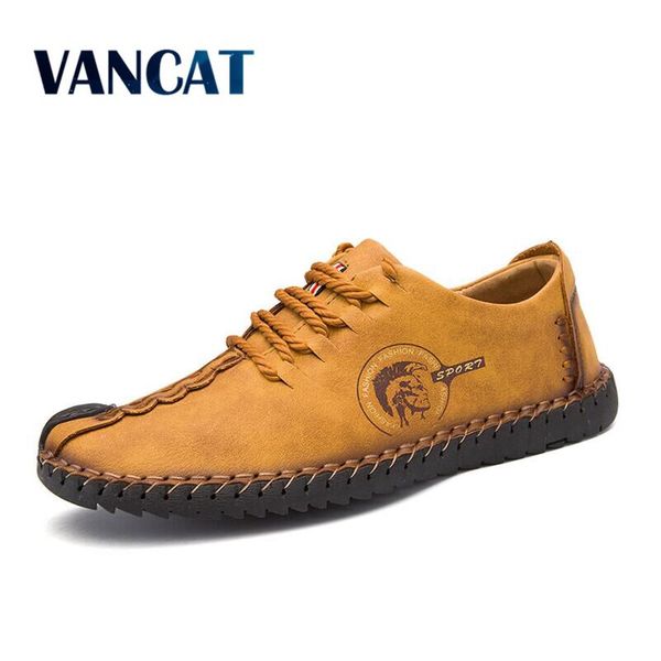 

vancat 2018 new comfortable big size 38-46 casual shoes loafers men shoes quality split leather shoes men flats shoes, Black