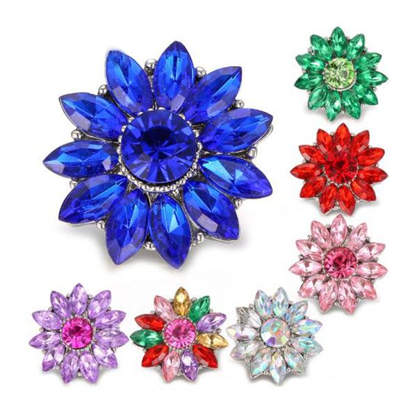 

10pcs 2018 beautiful crystal flowers 18mm snap jewelry buttons for women female 18mm snap bracelet charms, Bronze;silver