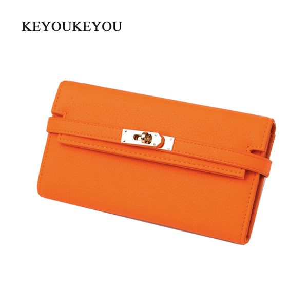 

KEYOUKEYOU женщины кошелек сцепления кошелек длинный кожаный Pu дамы кошельки замок Carteira Feminina женский карты держатель женщины мешок денег S915