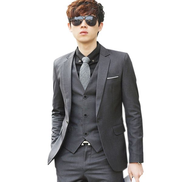 

luxury men wedding suit male blazers slim fit suits for men costume business formal (jacket+pant+vest, White;black