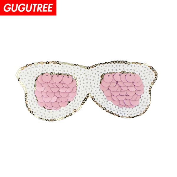 

gugutree embroidery sequins big glass patches glass patches badges applique patches for clothing bp-65, Black