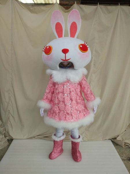 Alta qualidade Real Pictures Deluxe olhos Vermelhos coelho traje da mascote Adulto Tamanho frete grátis