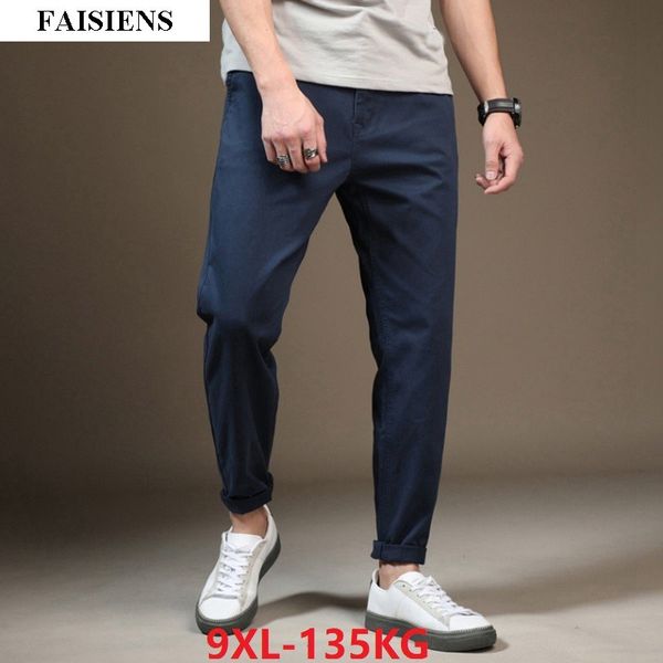 

faisiens men casual pencil pants 44 46 48 elasticity large plus size big 7xl 8xl 9xl summer new loose khaki harem pants trousers, Black