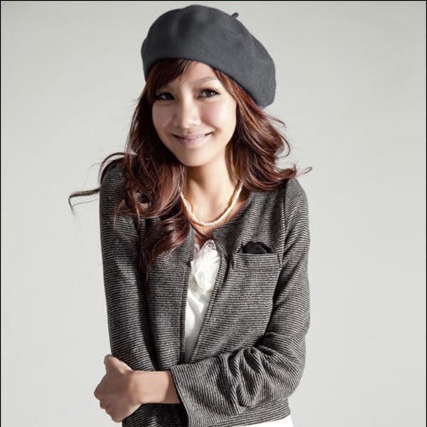 

autumn winter women's fashion cap berets princess hat, Blue;gray