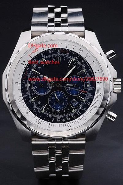 

3 style factory supplier wristwatches 47mm quartz chronograph stainless steel mens watch watches different color, Slivery;brown