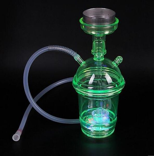 Tragbare All-In-One-Reise-Wasserpfeifen-Shisha aus Acryl mit Schlauch, Holzkohlehalter, Tong Nargila, bunte LED-Licht-Farbbox